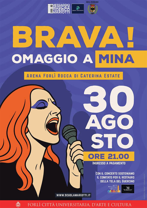 30 AGOSTO – CONCERTO BENEFICO – BRAVA
Omaggio a Mina All’Arena di Caterina