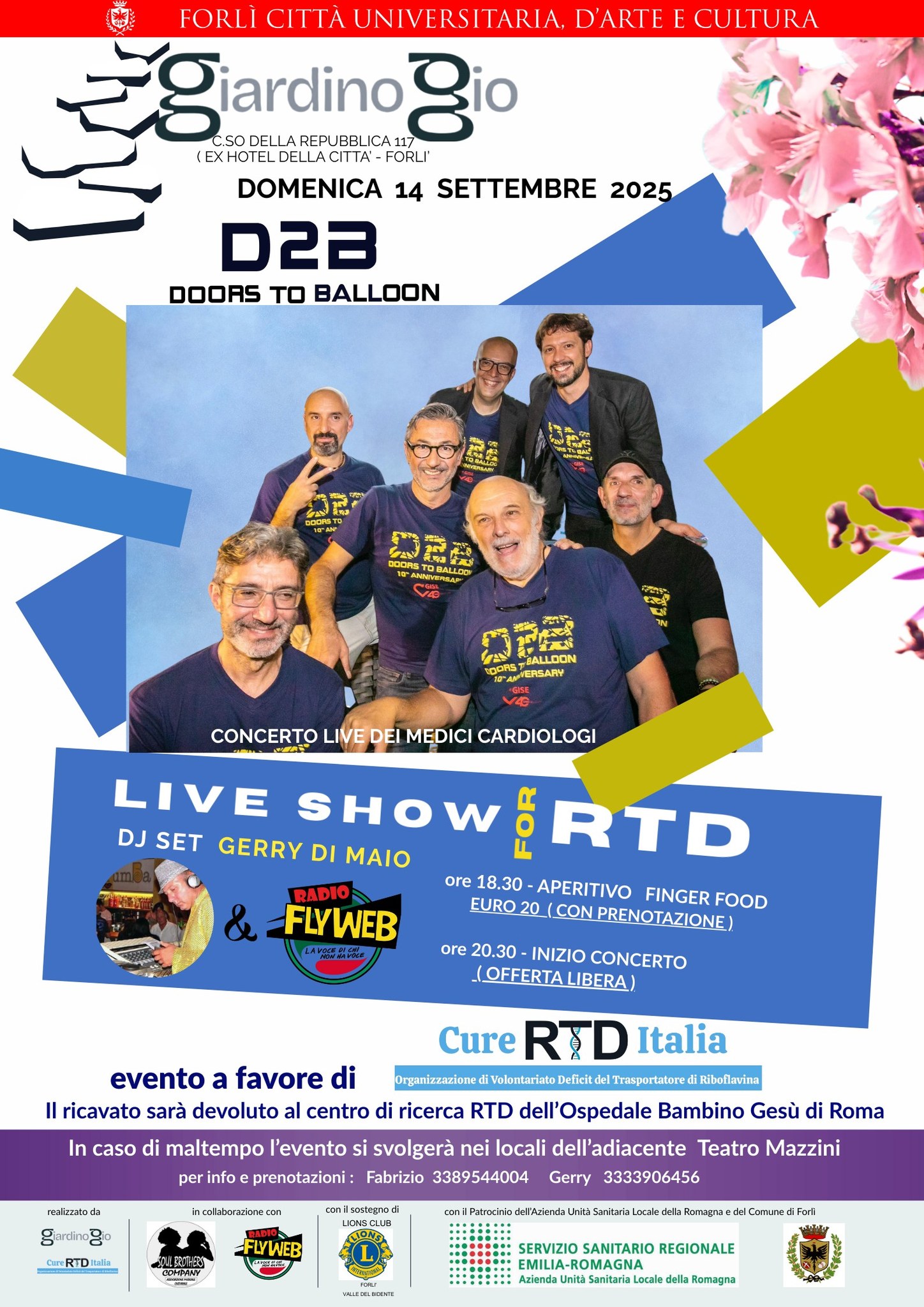 14 SETTEMBRE – CONCERTO BENEFICO dei Medici Cardiologi DOORS TO BALLOON al Giardino GIO