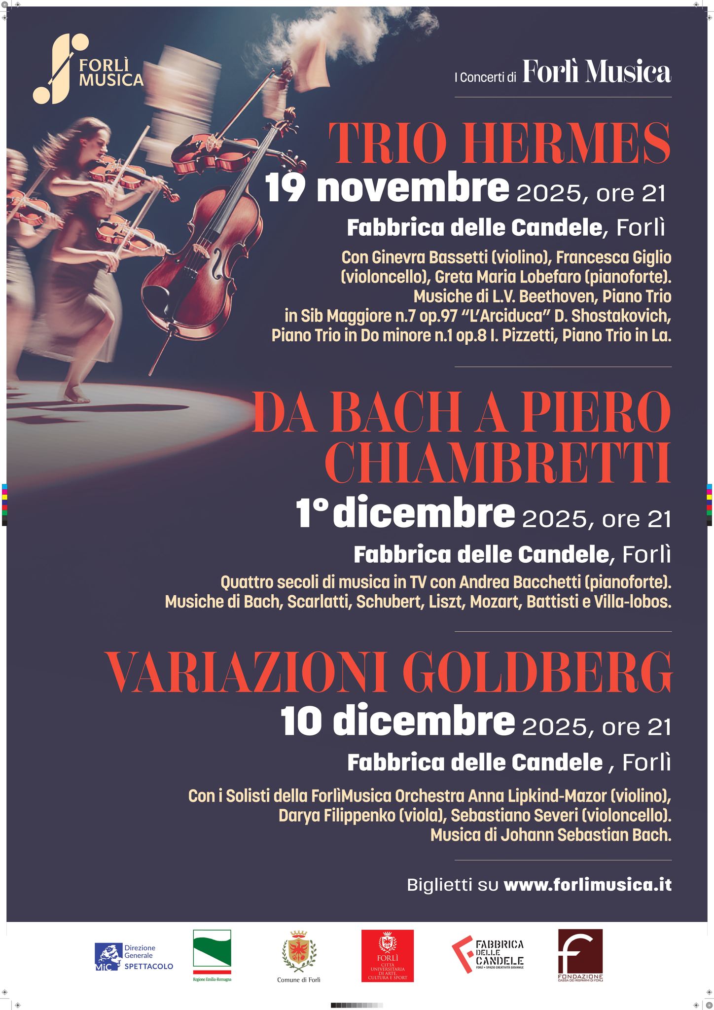 10 DICEMBRE – CONCERTO Alla Fabbrica delle Candele con TRIO D’ARCHI VARIAZIONI GOLDBERG
