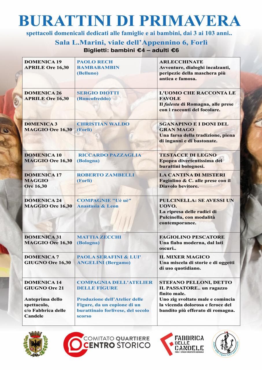26 APRILE 2026 – EVENTO – BURATTINI DI PRIMAVERA alla Sala Marini con “Luomo che racconta le favole”