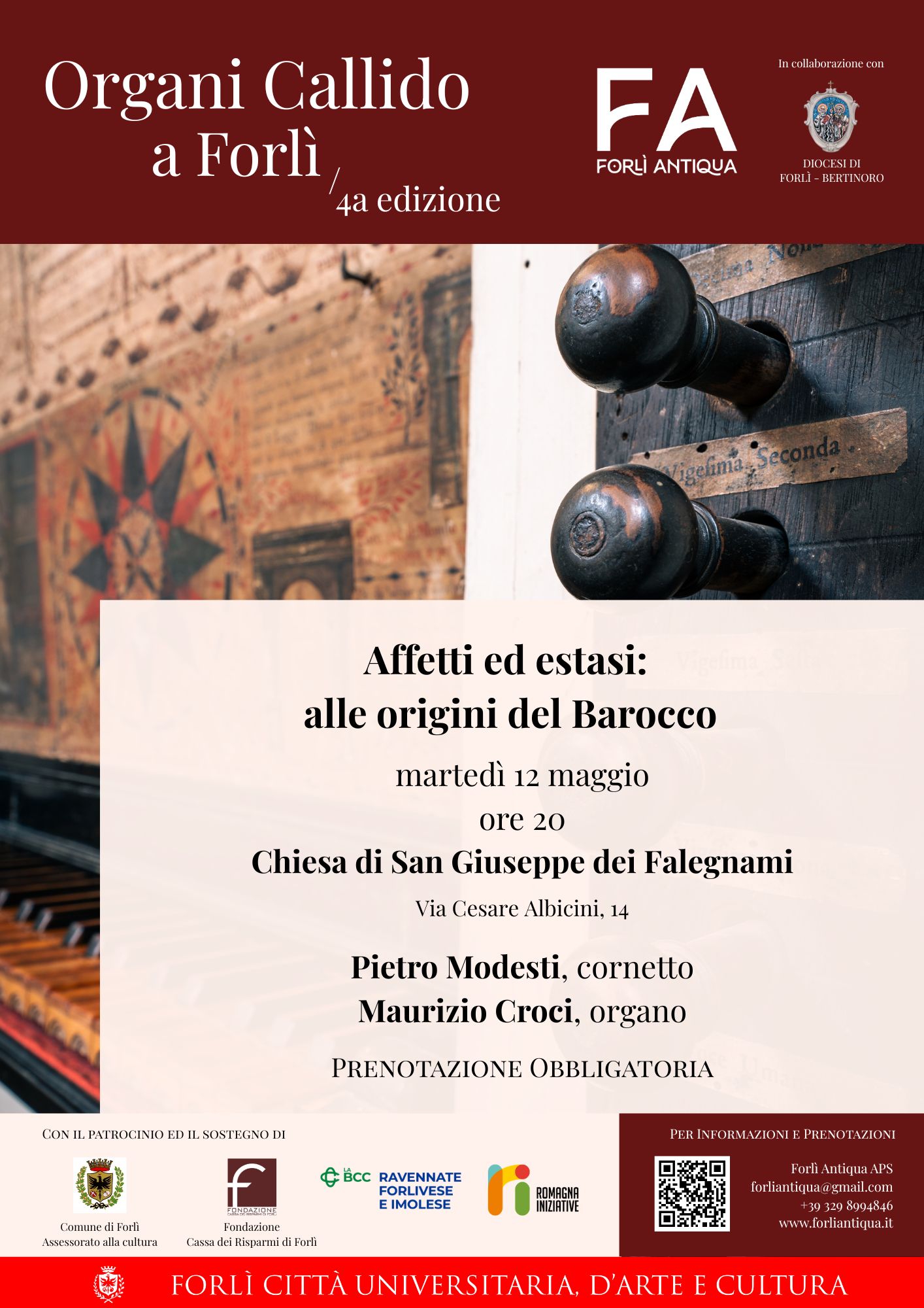 12 MAGGIO 2026 – CONCERTO- Organi Callido a Forlì – 4 Edizione