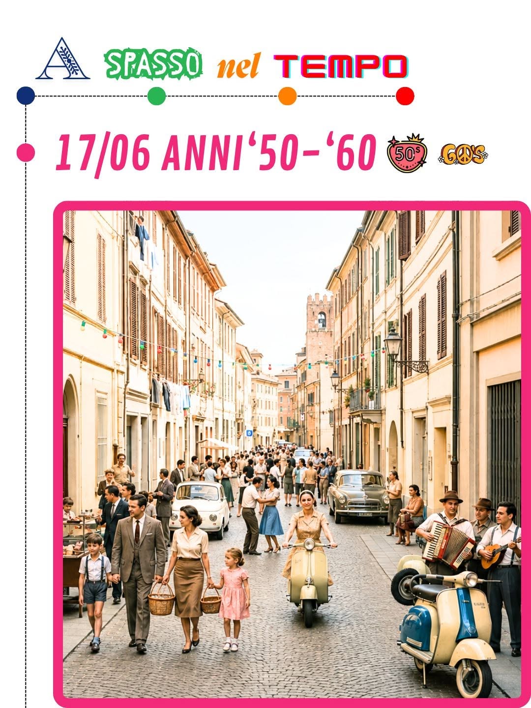 17 GIUGNO 2026 – EVENTO – Dal 17 Giugno al 15 Luglio     Tutti i Mercoledì  A spasso con il tempo -Programma di Stasera
