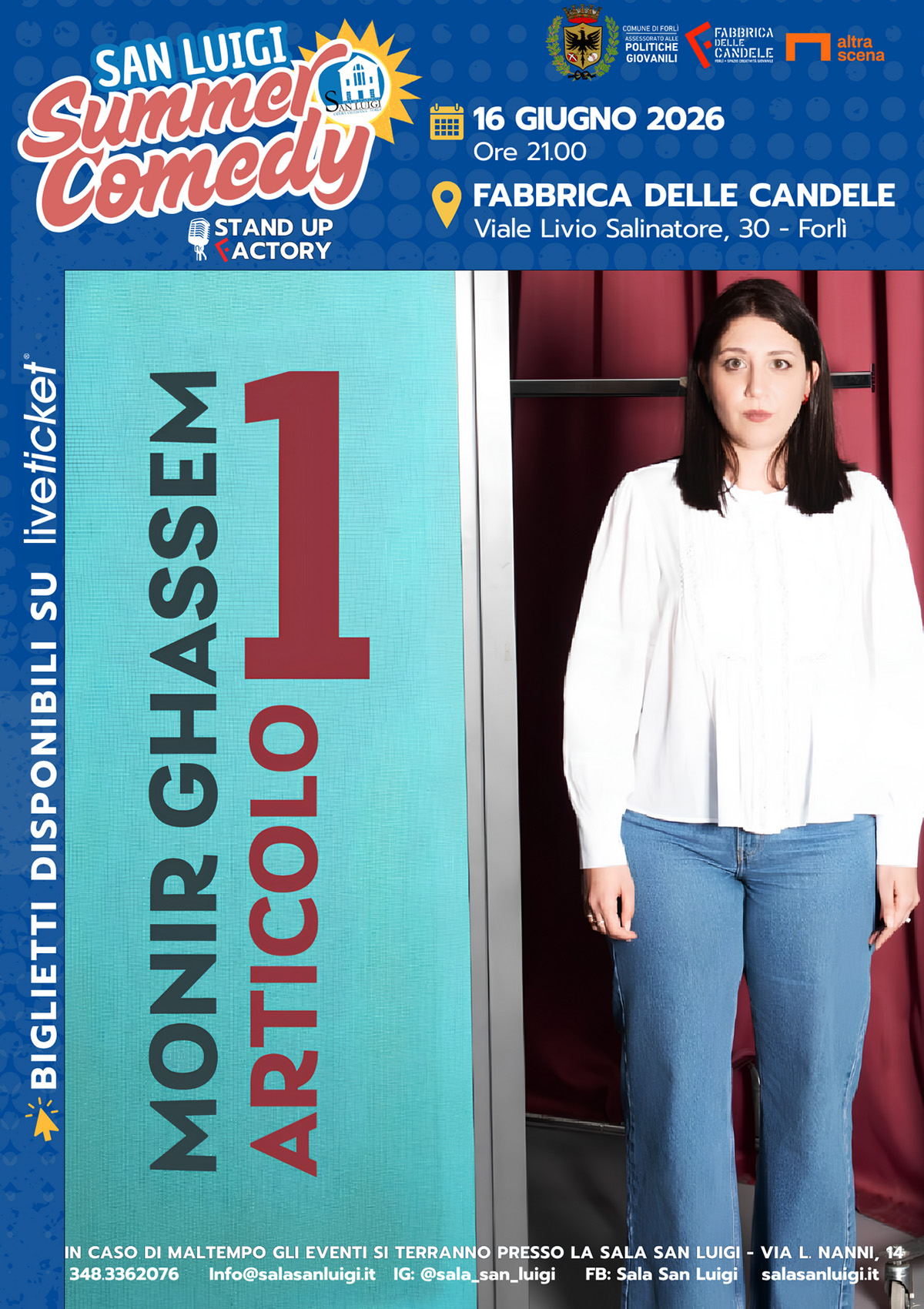 16 GIUGNO 2026 – TEATRO – Alla Fabbrica delle Candele il Monologo di Monir Ghassem “ARTICOLO 1 “