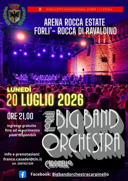 20 LUGLIO 2026 – CONCERTO All’Arena della Rocca BIG BAND ORCHESTRA