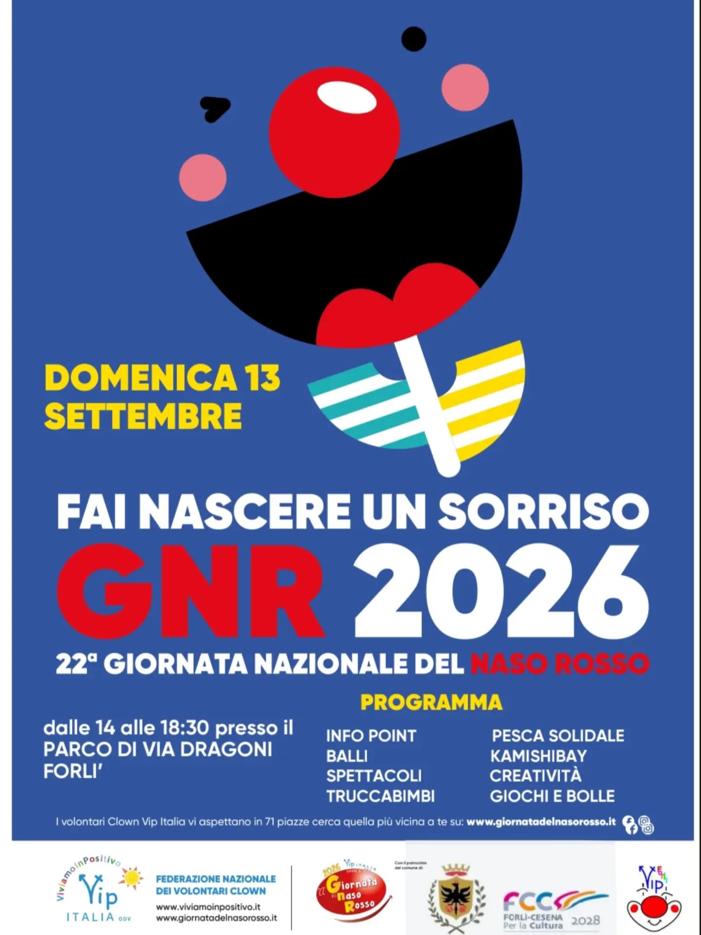 13 SETTEMBRE 2026 – EVENTO – FAI NASCERE UN SORRISO – Festa al parco Dragoni con la clownterapia