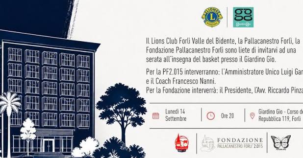 14 SETTEMBRE 2026 – EVENTO Basket Forlì Al Giardino Giò