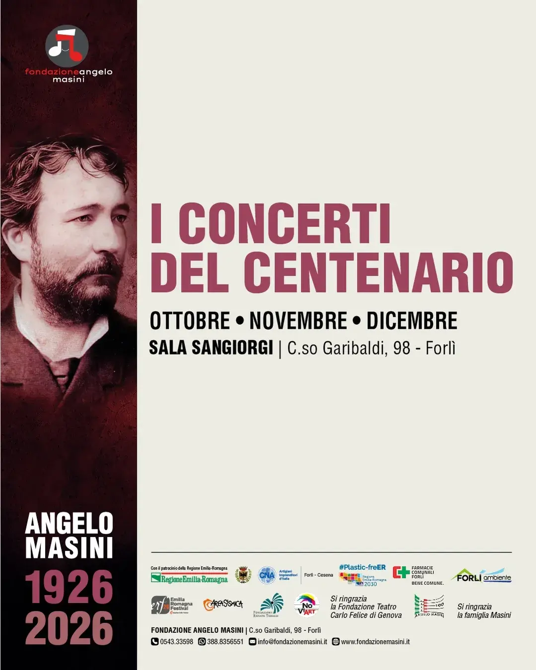 18 OTTOBRE 2026 – MUSICA Alla Sala Sangiorgi  Il Concerto del Centenario “Visioni al femminile – Il genio strumentale di fine Ottocento oltre il primato del canto”